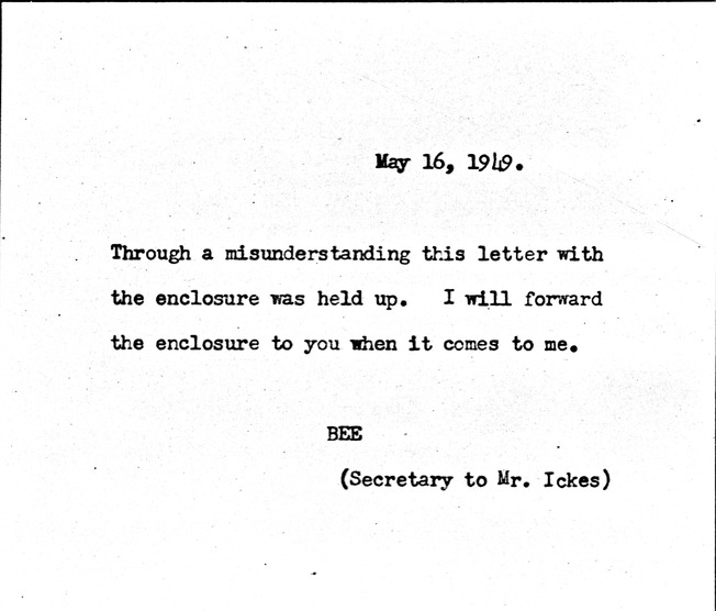 Letter from Harold Ickes to Daniel F. Clancy