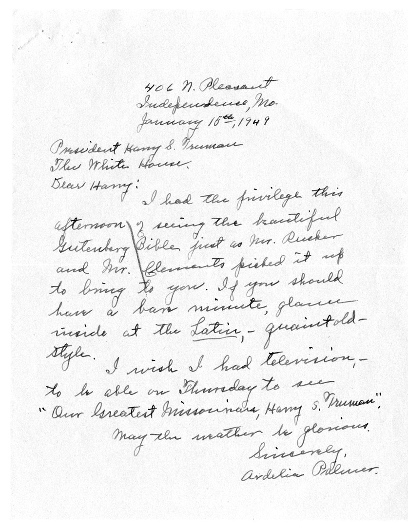 Correspondence Between President Harry S. Truman and Ardelia Palmer