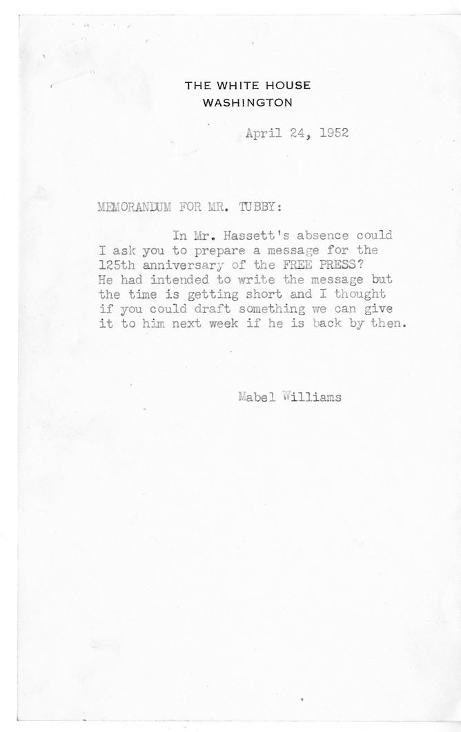 Correspondence Between President Harry S. Truman and David W. Howe with Related Materials