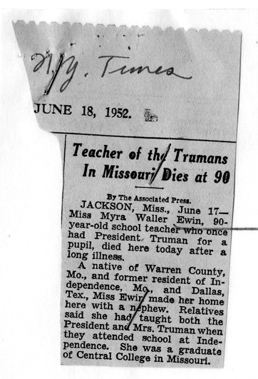 Letter from President Harry S. Truman to Mrs. G. P. Gaby with Related Material