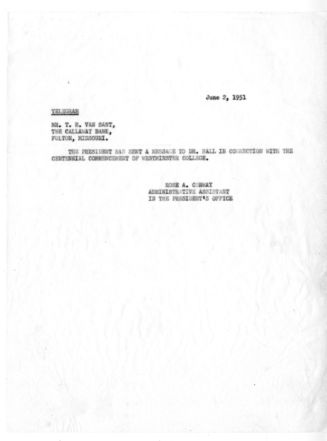 Correspondence Between William W. Hall and President Harry S. Truman, with Related Material