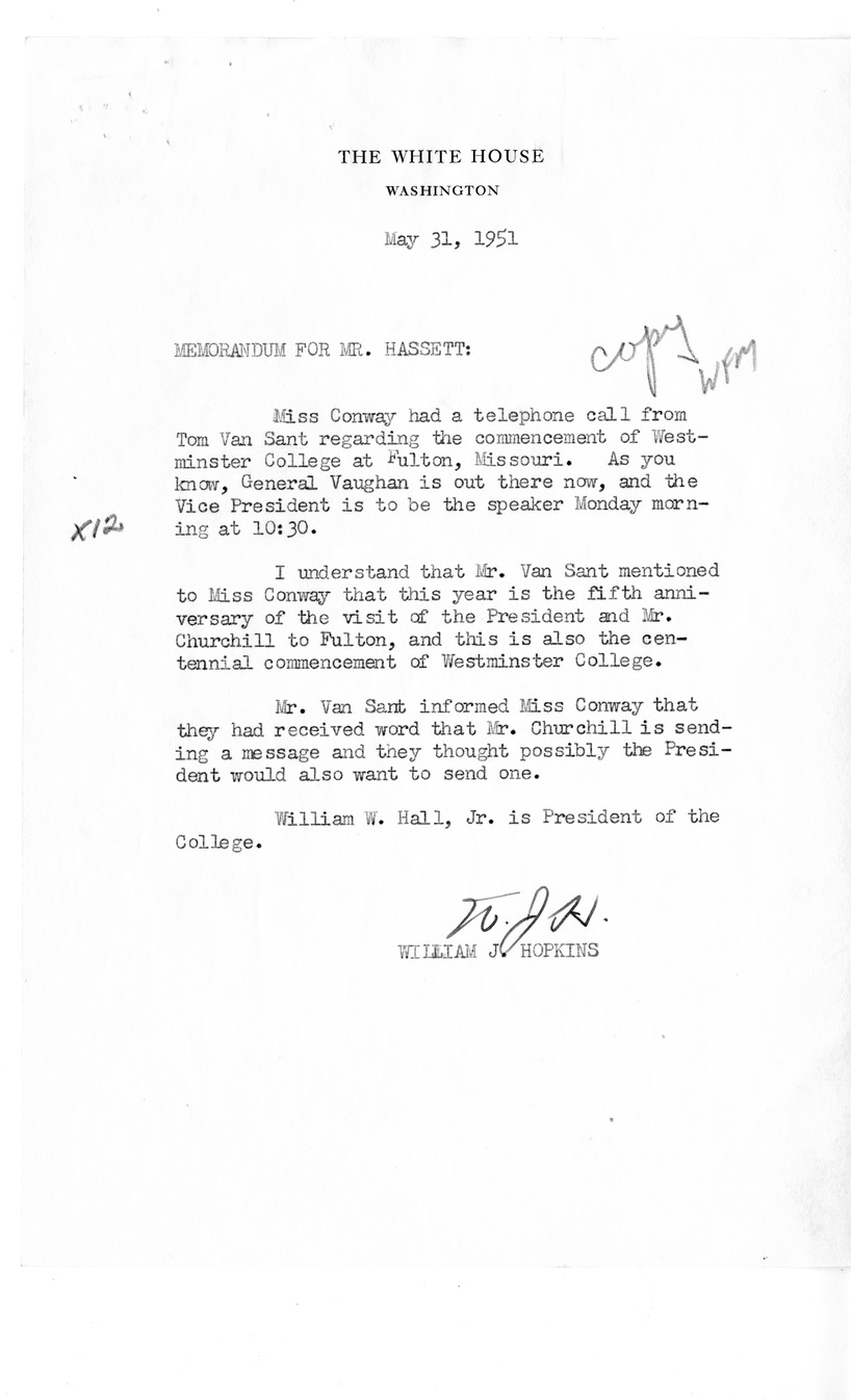 Correspondence Between William W. Hall and President Harry S. Truman, with Related Material