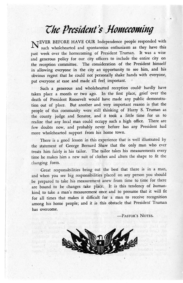 Correspondence Between President Harry S. Truman and Garland E. Tickemyer with Attachment