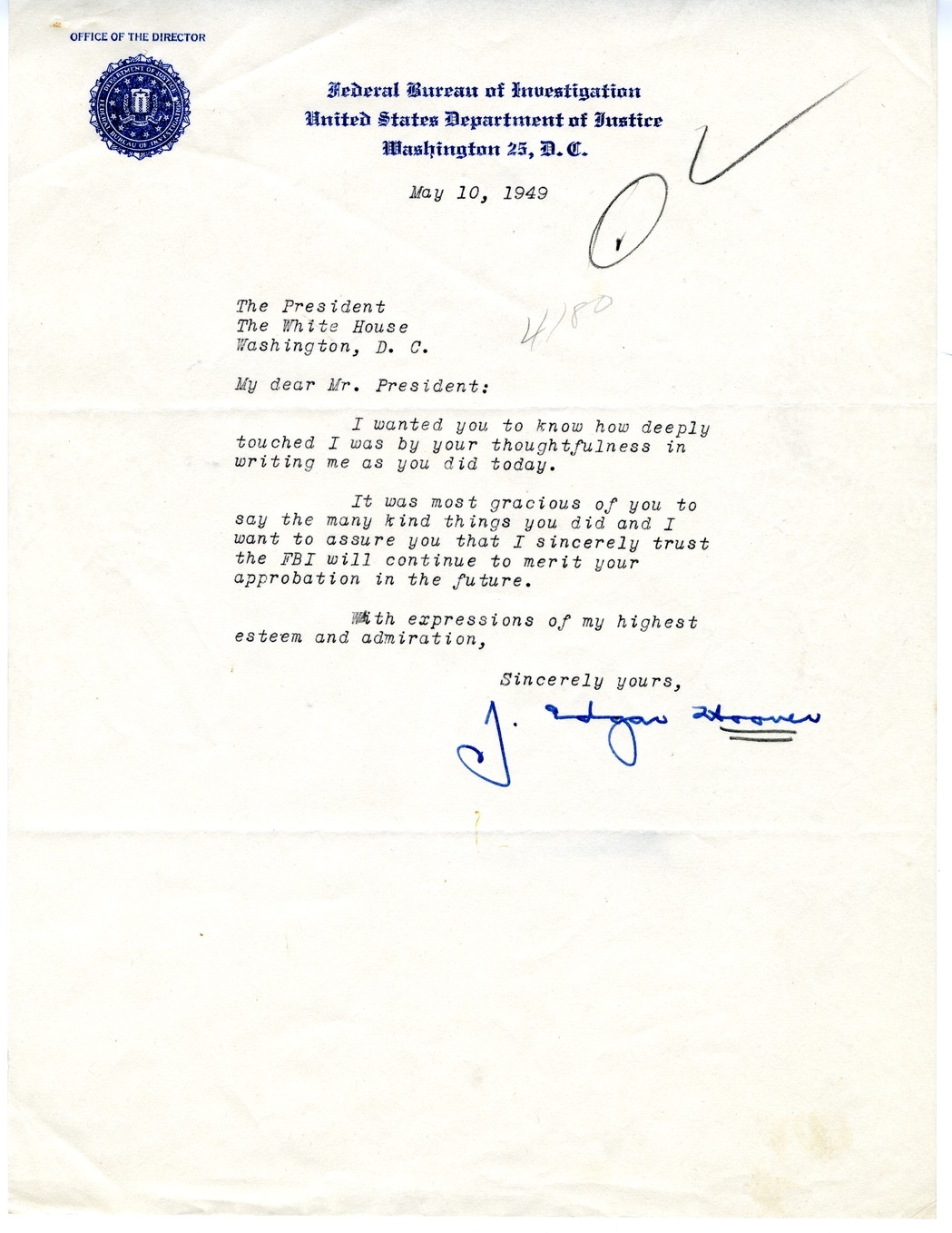 Correspondence Between President Harry S. Truman and J. Edgar Hoover