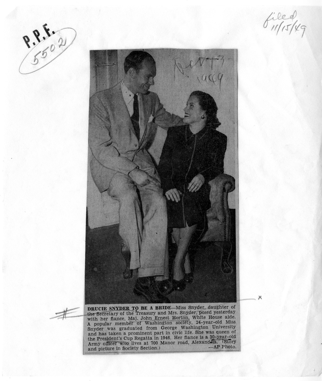 Newspaper Clipping Wedding Announcement of Drucie Snyder and John Horton
