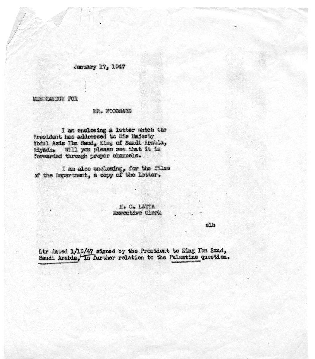 Correspondence Between President Harry S. Truman and King Ibn Saud of Saudi Arabia