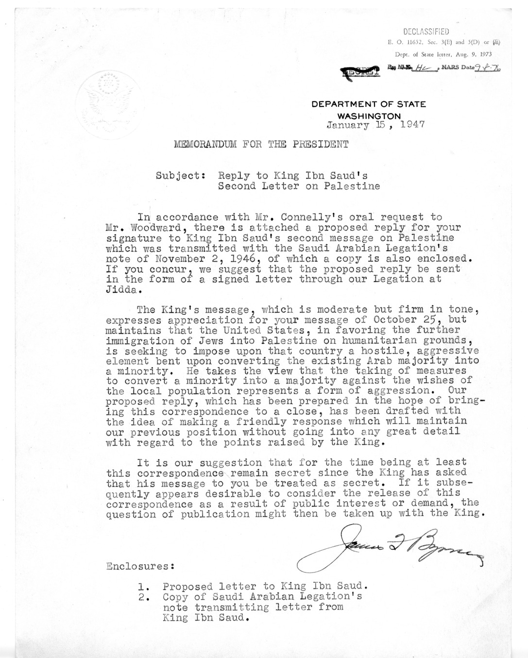 Correspondence Between President Harry S. Truman and King Ibn Saud of Saudi Arabia