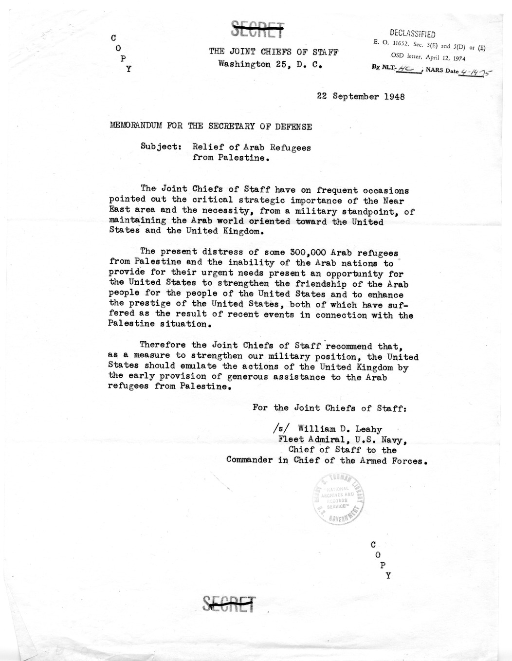 Correspondence Betweeen Secretary of Defense James Forrestal and President Harry S. Truman, with Attachments and Related Material