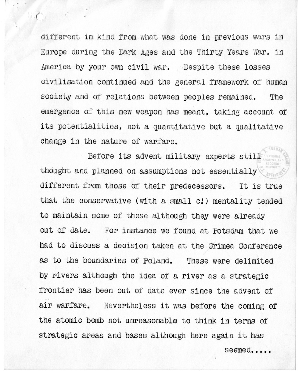 Memorandum from Prime Minister Clement Attlee to President Harry S. Truman