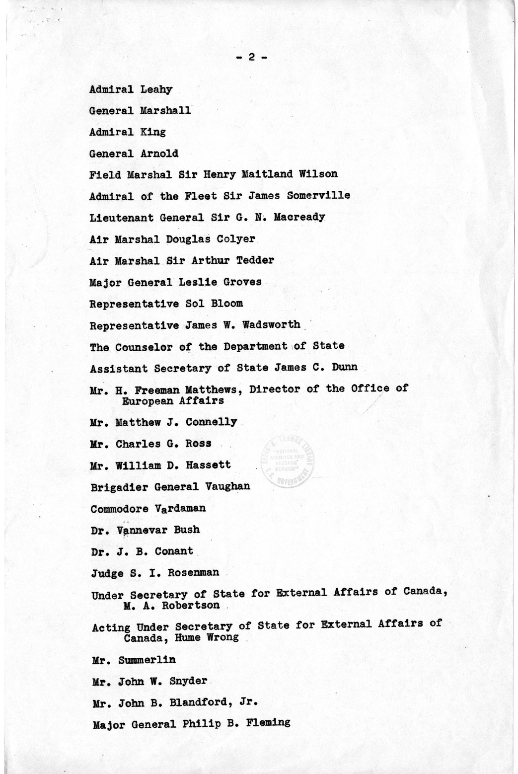 Memorandum from George Summerlin to Matthew Connelly