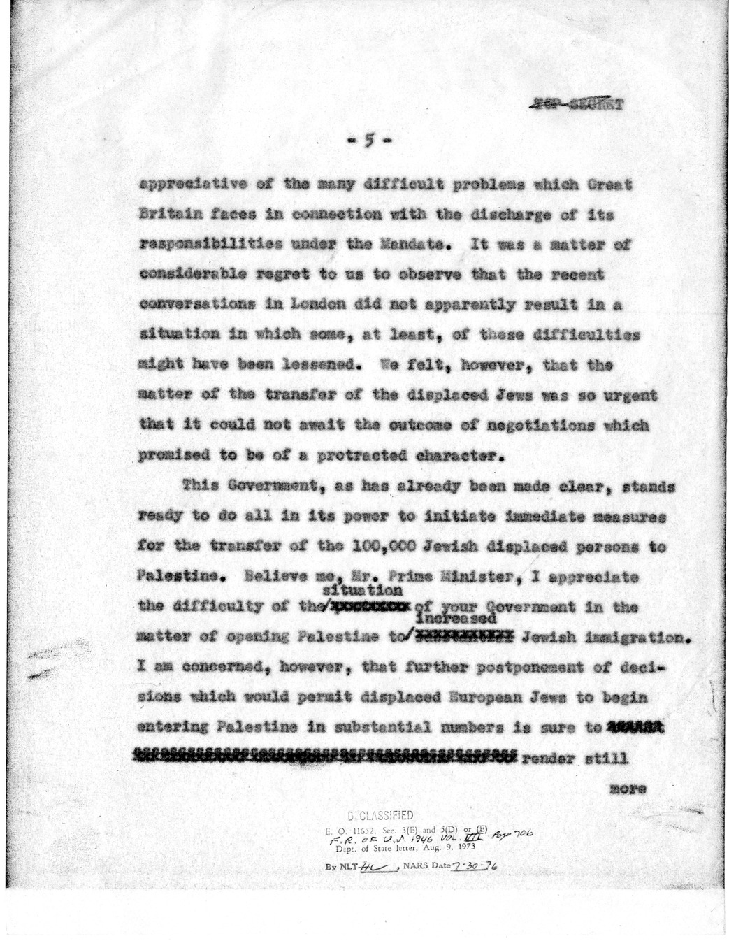 Memorandum from Dean Acheson to President Harry S. Truman, with Attached Correspondence from Prime Minister Clement Attlee