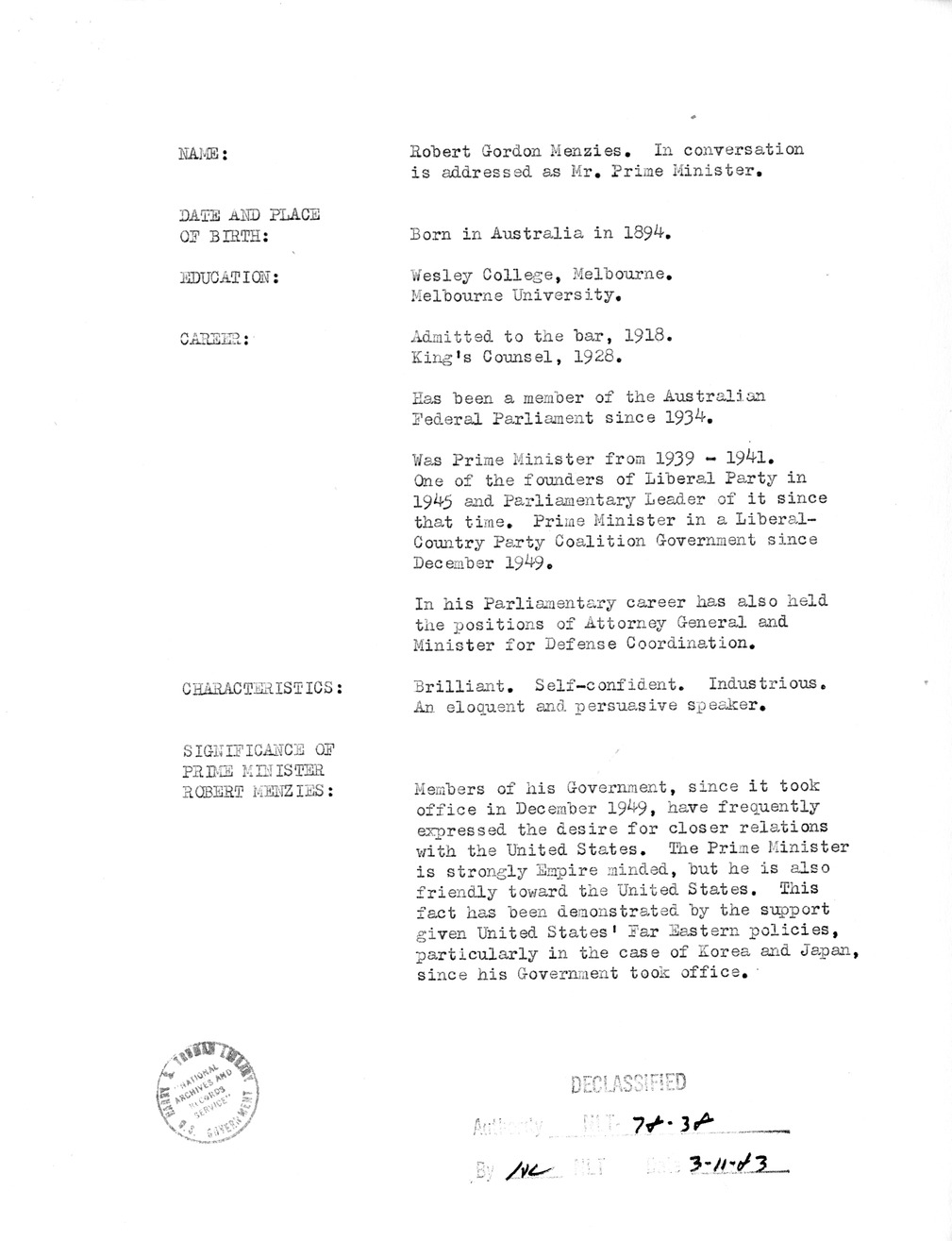 Memorandum for the President from Dean Acheson with attachments