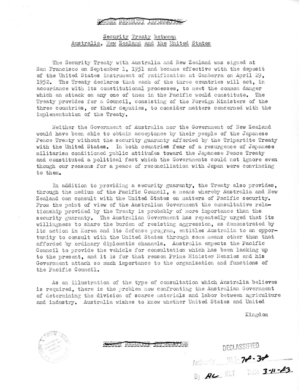 Memorandum for the President from Dean Acheson with attachments