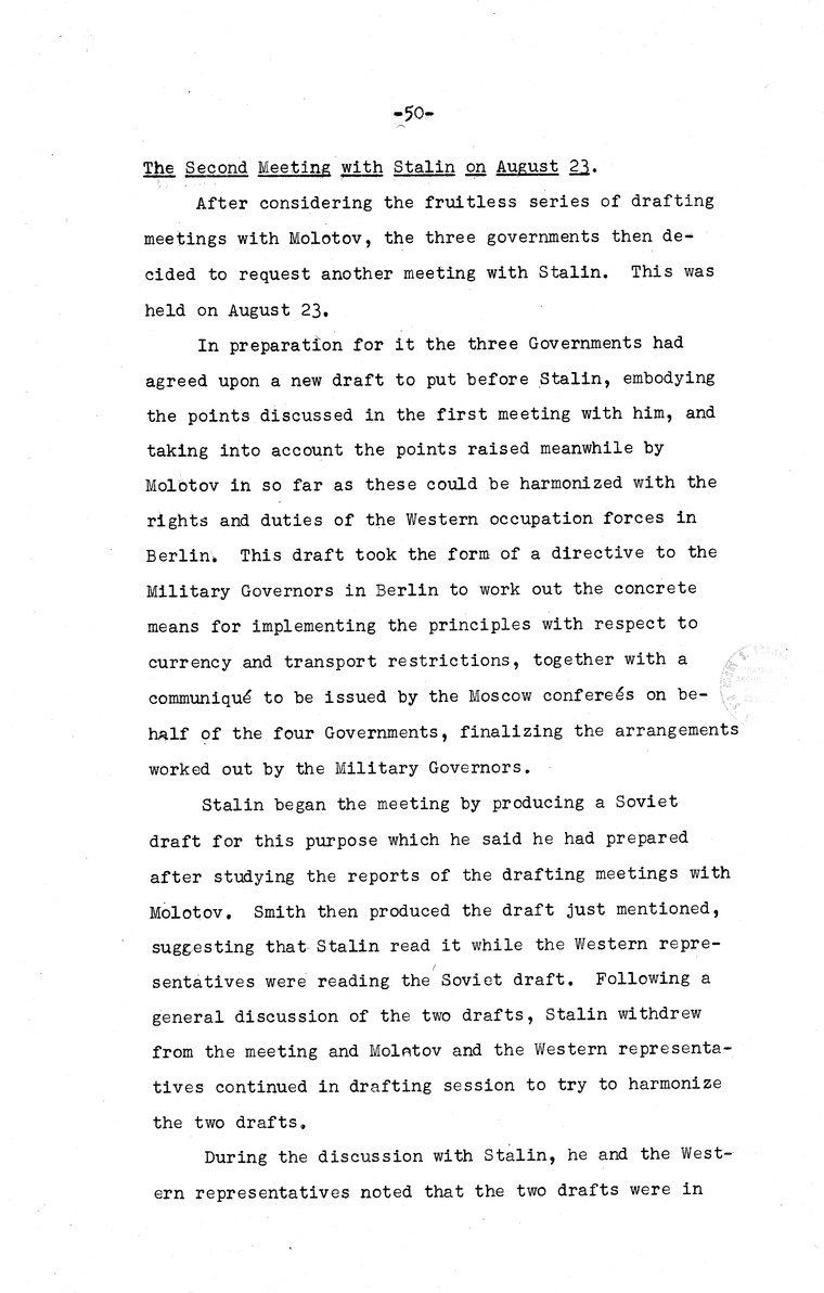 Memorandum from Eben Ayers to President Harry S. Truman, with Attached Report, The Berlin Crisis: Report of the Moscow Discussions, 1948