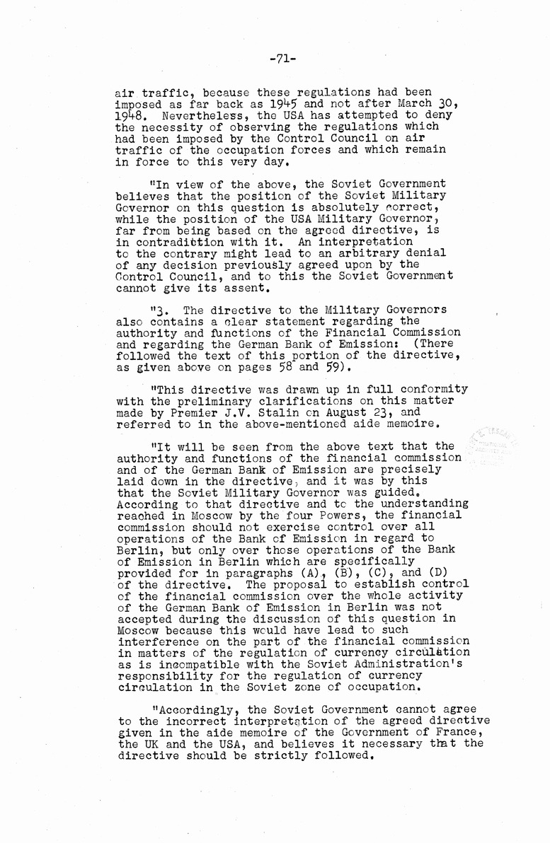 Memorandum from Eben Ayers to President Harry S. Truman, with Attached Report, The Berlin Crisis: Report of the Moscow Discussions, 1948