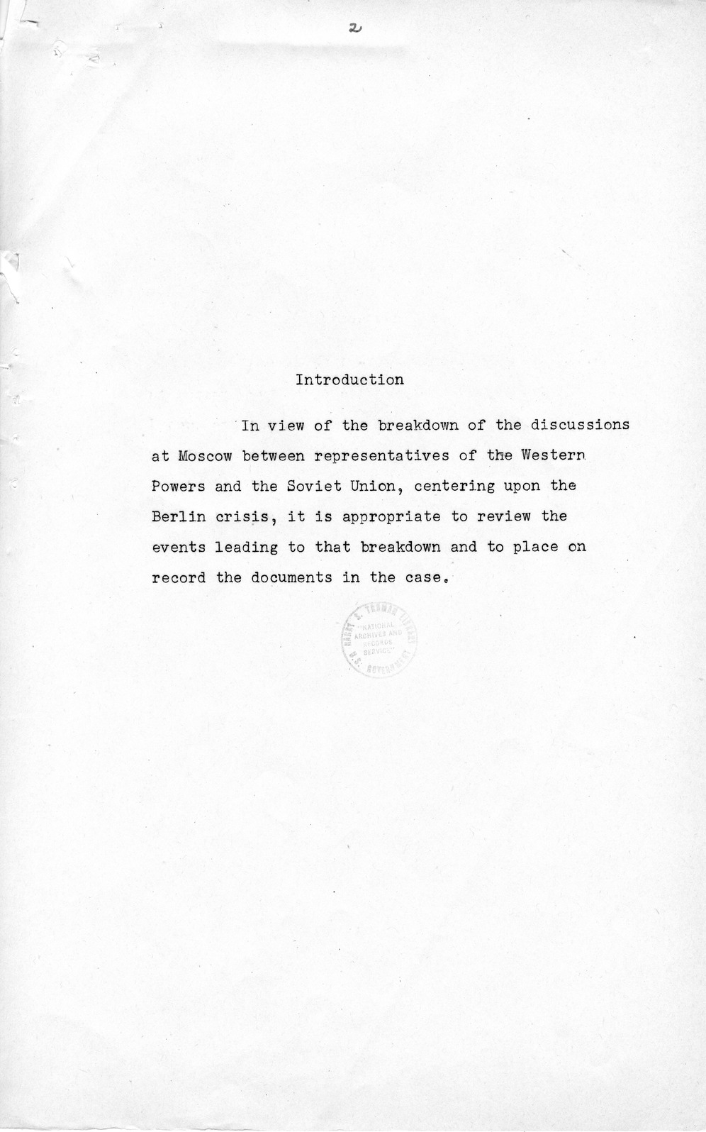 Press Release, The Berlin Crisis: A Report on the Moscow Discussions, 1948