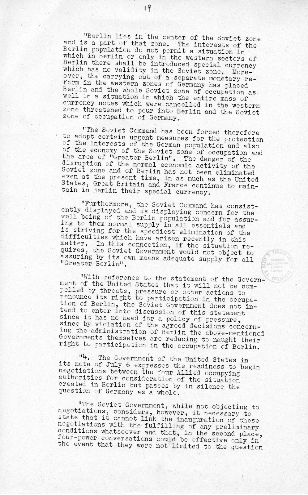 Press Release, The Berlin Crisis: A Report on the Moscow Discussions, 1948