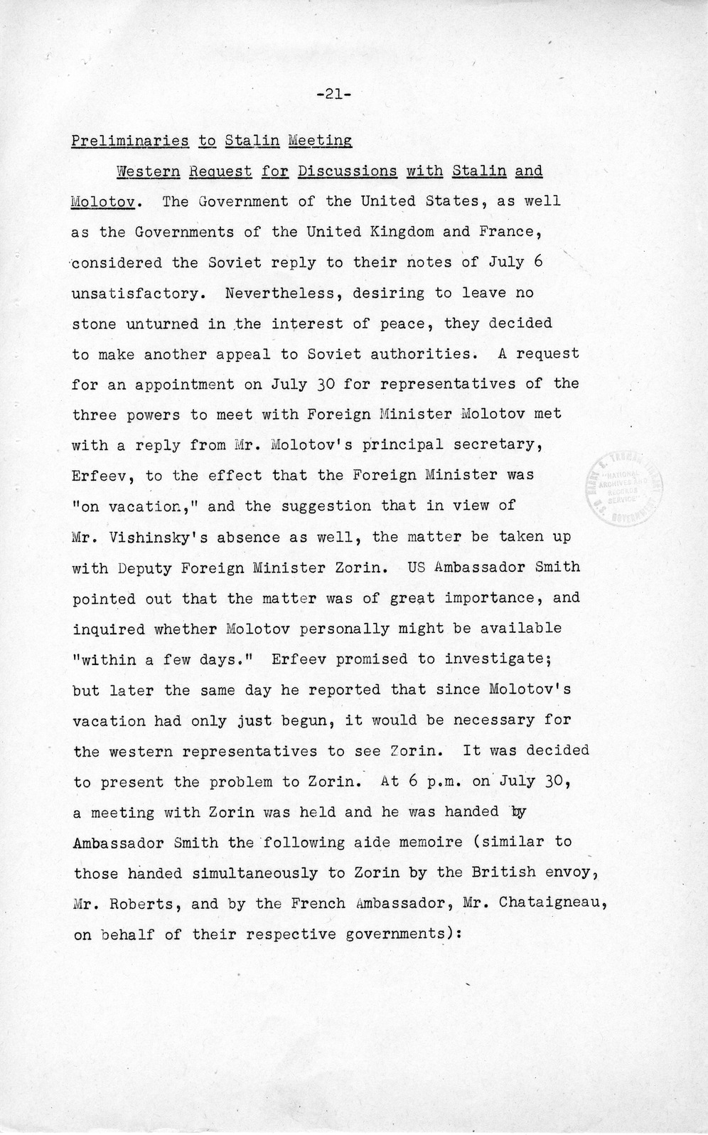 Press Release, The Berlin Crisis: A Report on the Moscow Discussions, 1948