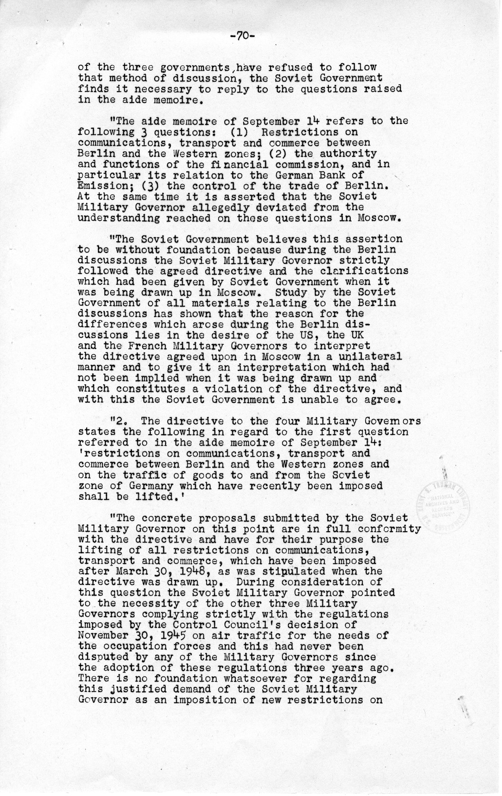 Press Release, The Berlin Crisis: A Report on the Moscow Discussions, 1948