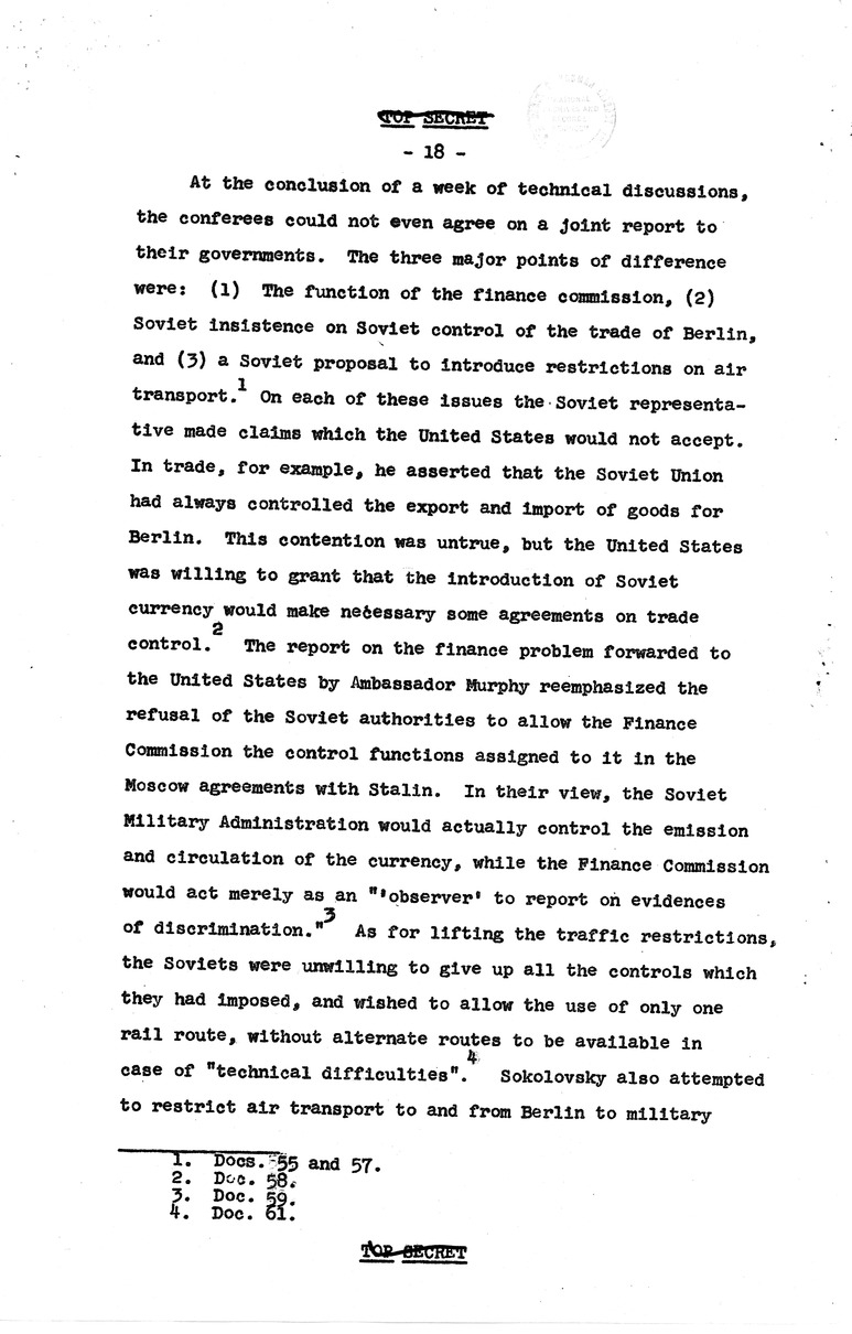 Report Draft, The Berlin Crisis, Research Project Number 17, Department of State