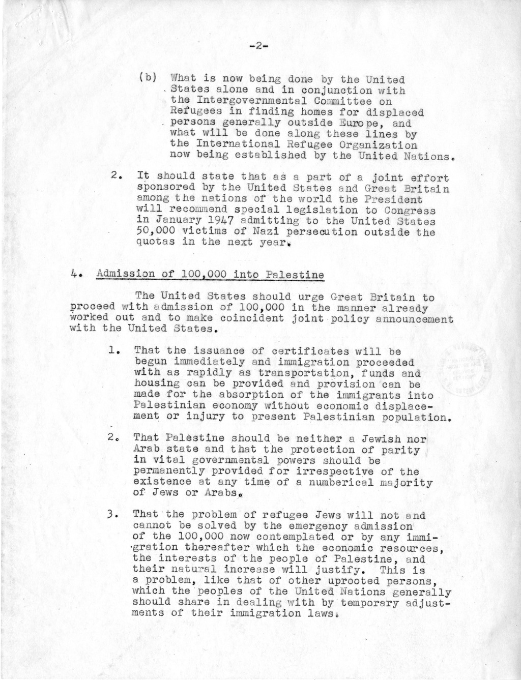 Memorandum of Instructions to the Committee Discussing Palestine - London Conference