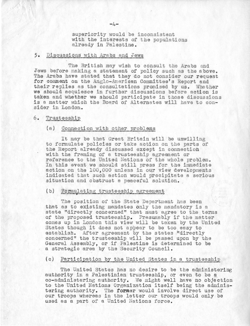 Memorandum of Instructions to the Committee Discussing Palestine - London Conference
