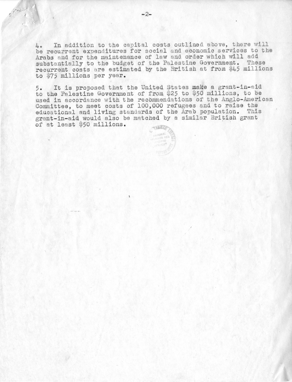Memorandum of Instructions to the Committee Discussing Palestine - London Conference