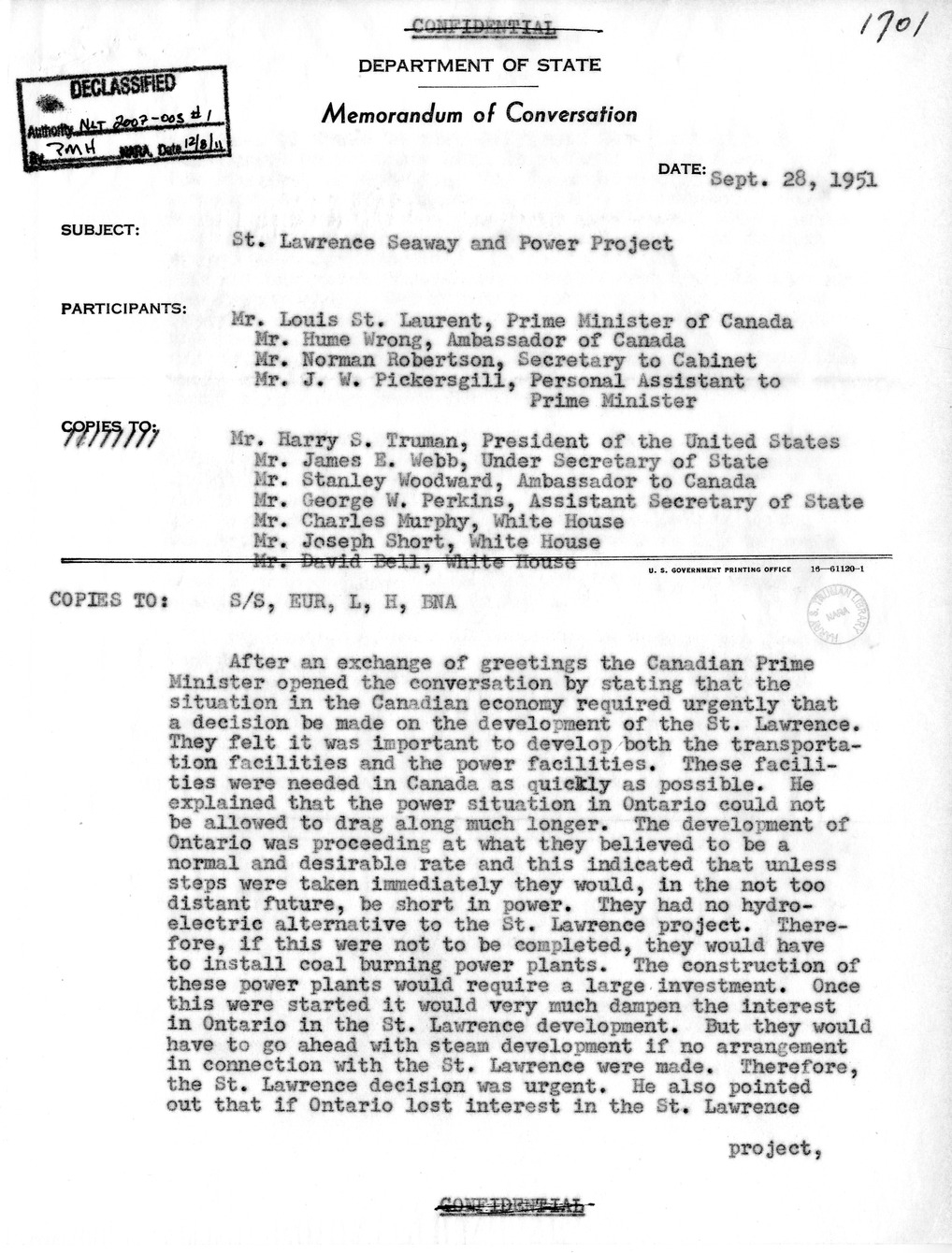 Memorandum from David Bell to George Elsey, with Attachment