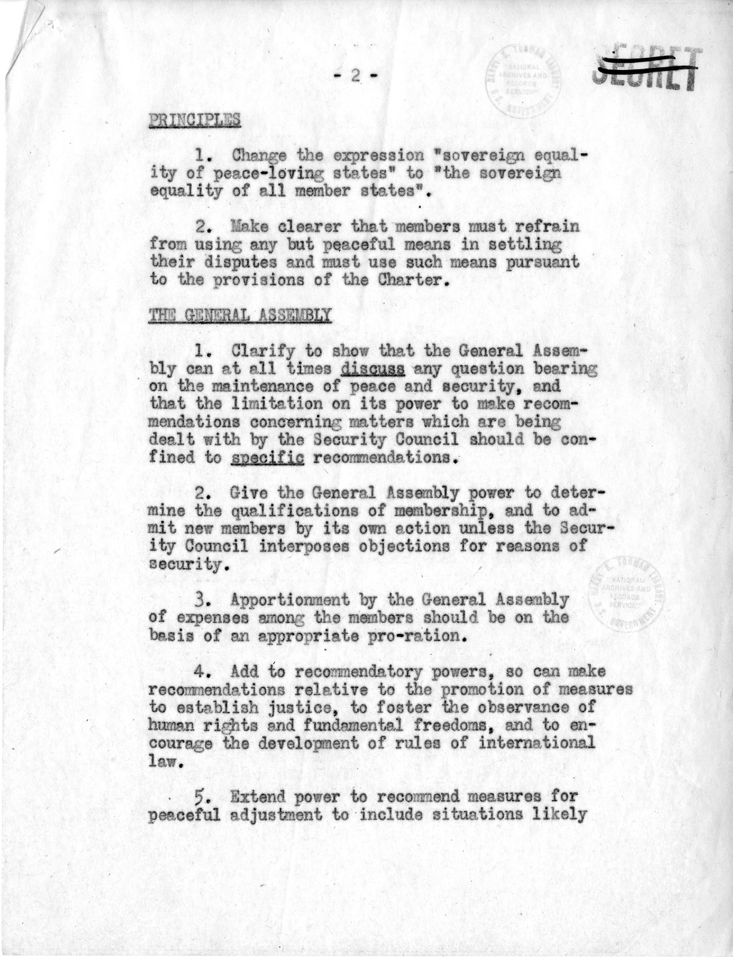 Memorandum from Secretary of State Edward Stettinius to President Harry S. Truman