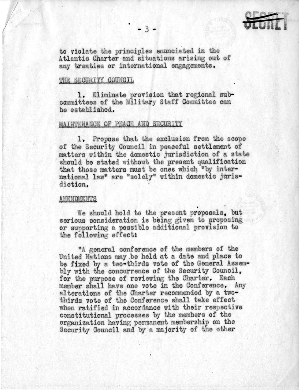Memorandum from Secretary of State Edward Stettinius to President Harry S. Truman