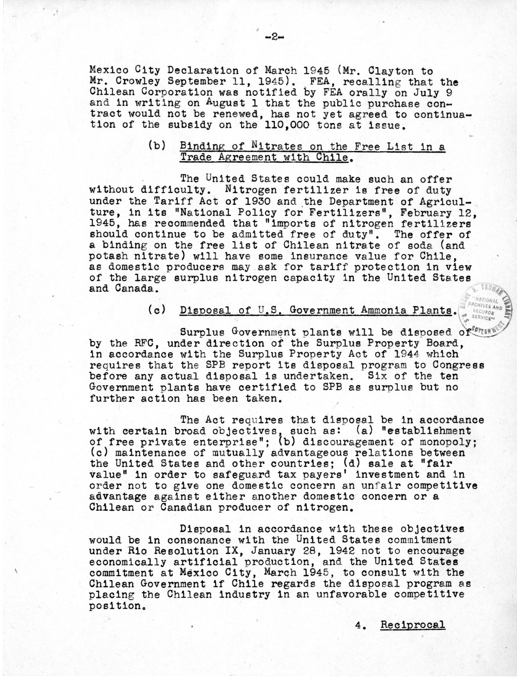 Memorandum from Secretary of State James Byrnes to President Harry S. Truman