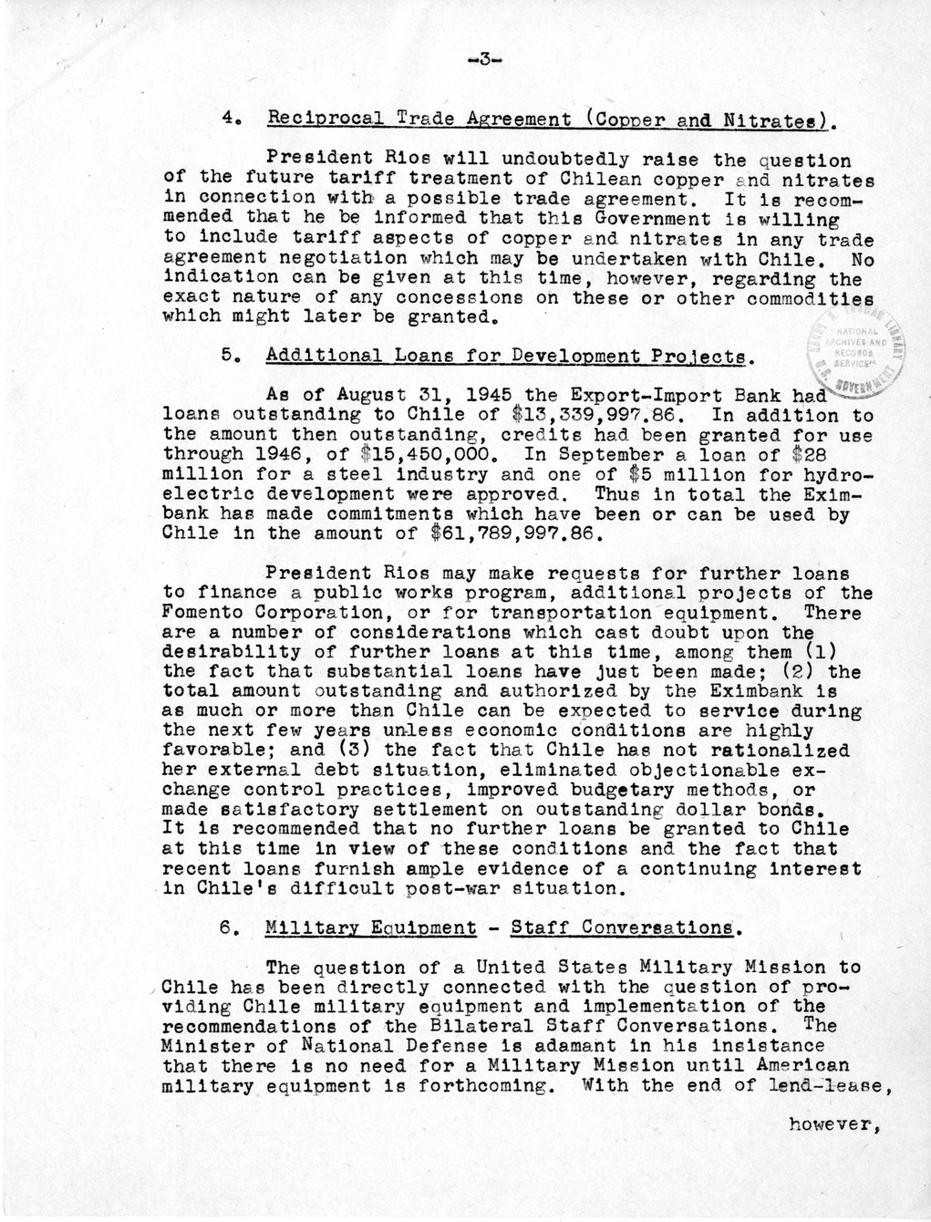 Memorandum from Secretary of State James Byrnes to President Harry S. Truman