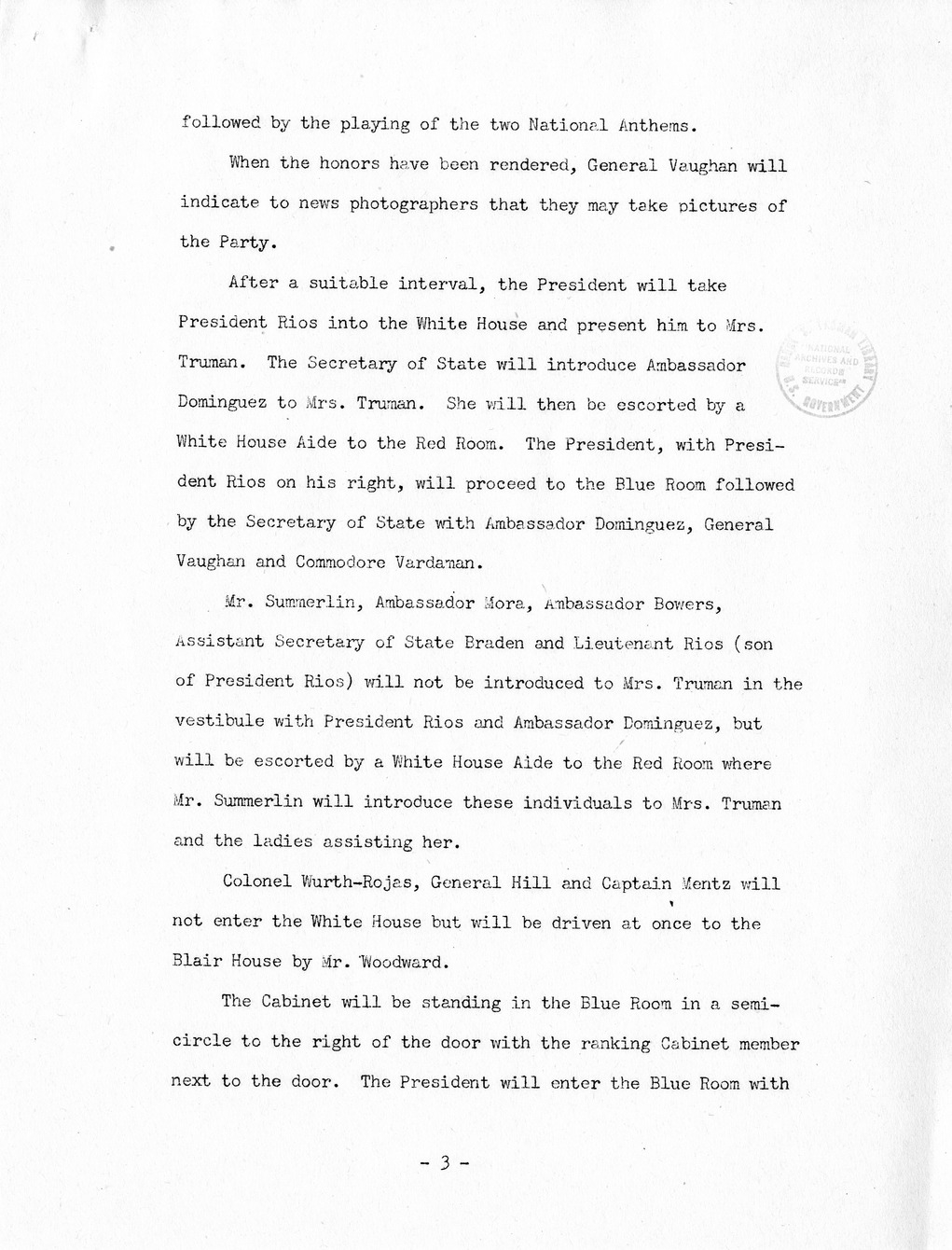 Memorandum from Brigadier General Harry H. Vaughan