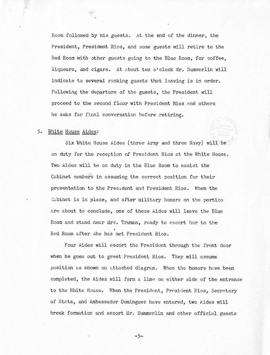 Memorandum from Brigadier General Harry H. Vaughan