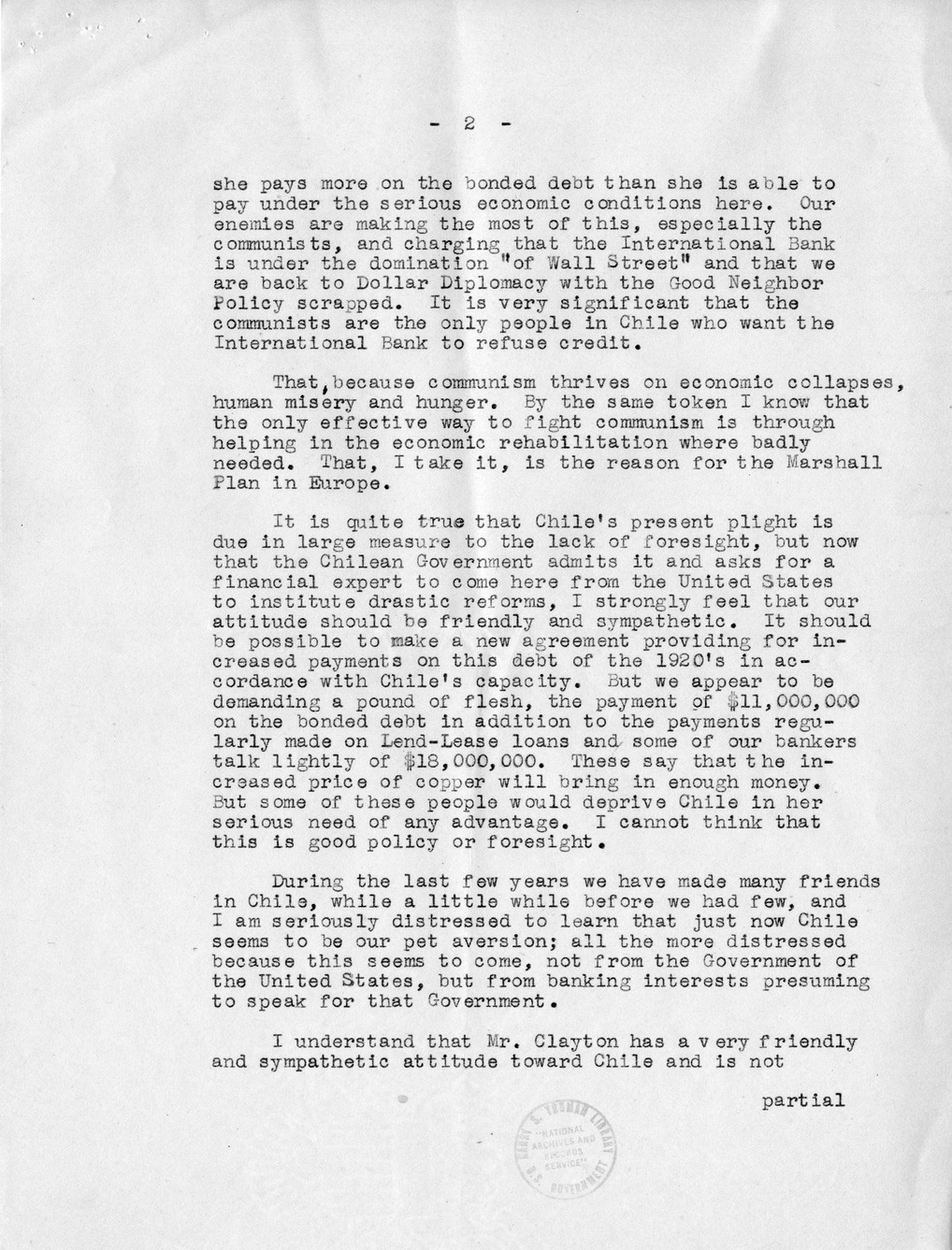 Correspondence Between Ambassador Claude Bowers and President Harry S. Truman, with Attachment
