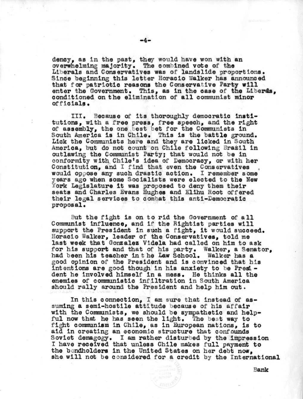 Correspondence Between Ambassador Claude Bowers and President Harry S. Truman, with Attachment