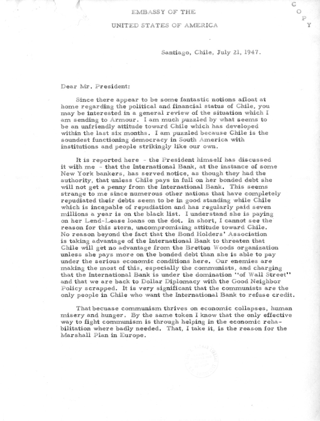 Memorandum from President Harry S. Truman to Secretary of the Treasury John Snyder, with Attachment