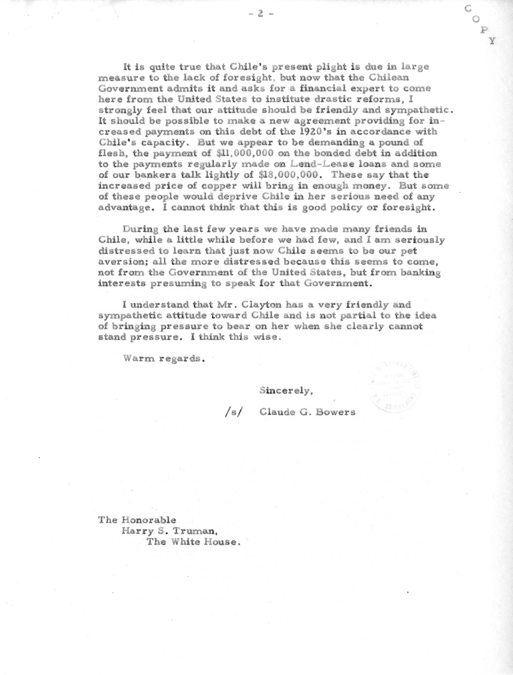 Memorandum from President Harry S. Truman to Secretary of the Treasury John Snyder, with Attachment