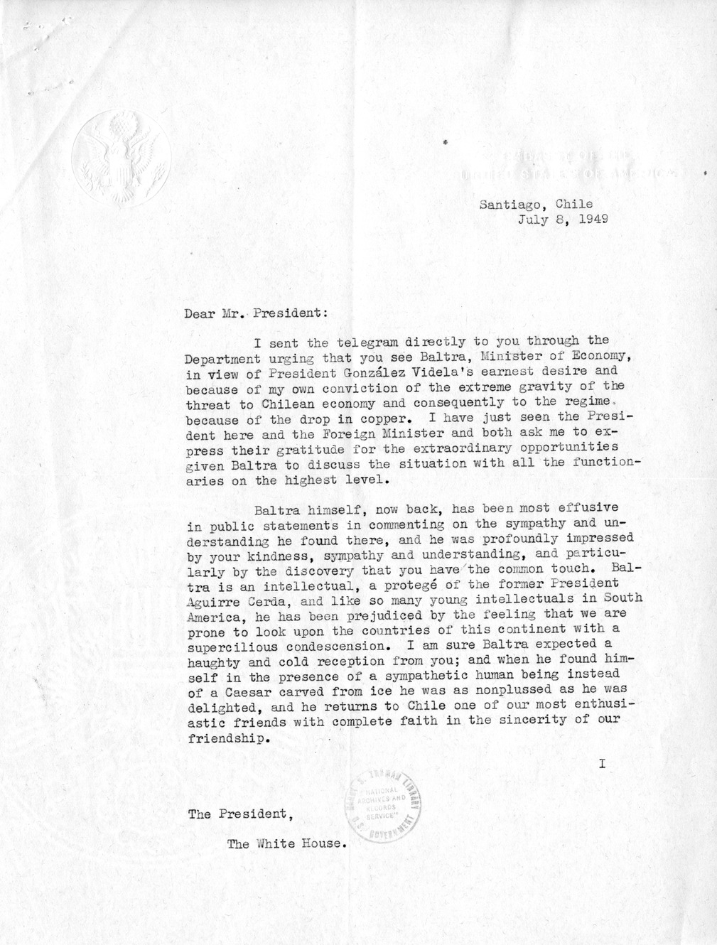 Correspondence Between Ambassador Claude Bowers and President Harry S. Truman