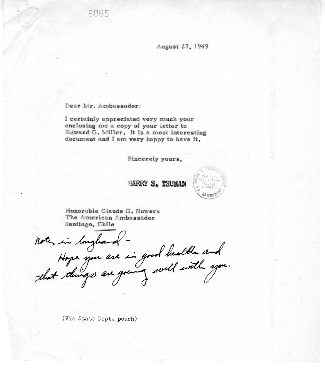 Correspondence Between Ambassador Claude Bowers and President Harry S. Truman, with Attachment