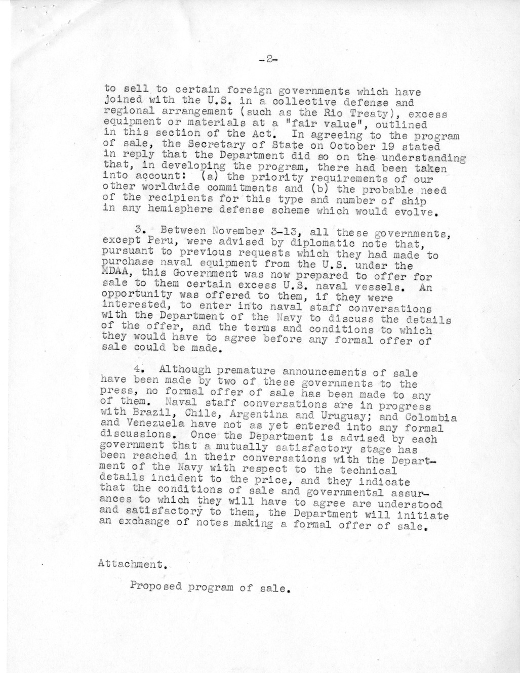 Memorandum from Under Secretary of State James Webb to President Harry S. Truman, with Attachments
