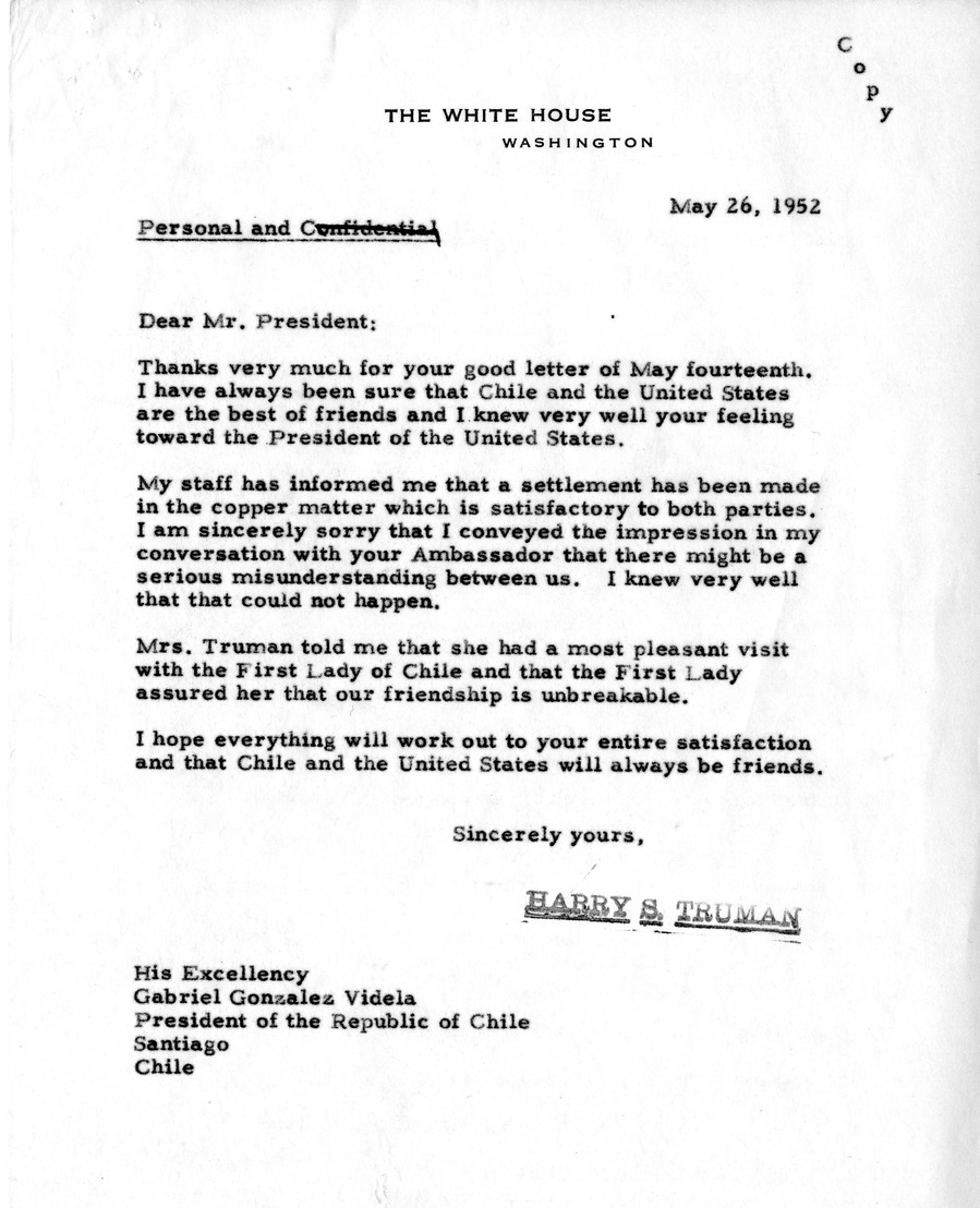 Correspondence Between Ambassador Claude Bowers and President Harry S. Truman, with Attachments and Related Material