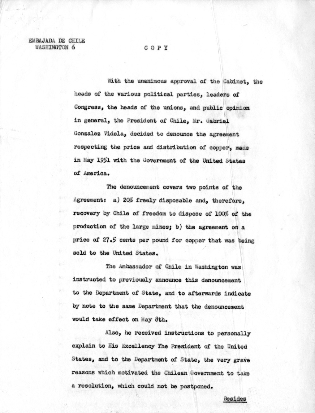 Correspondence Between Ambassador Claude Bowers and President Harry S. Truman, with Attachments and Related Material