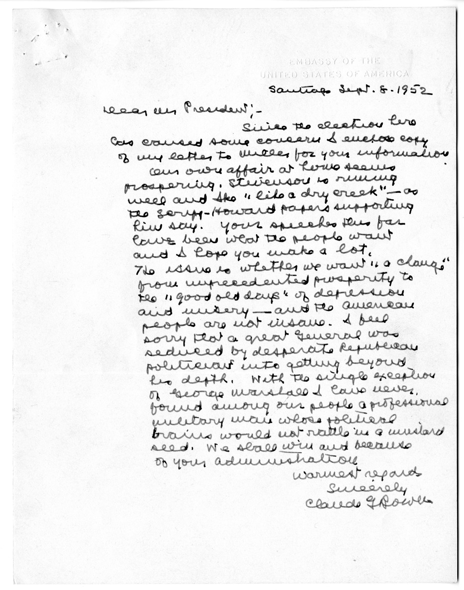 Correspondence Between Ambassador Claude Bowers and President Harry S. Truman, with Attachment