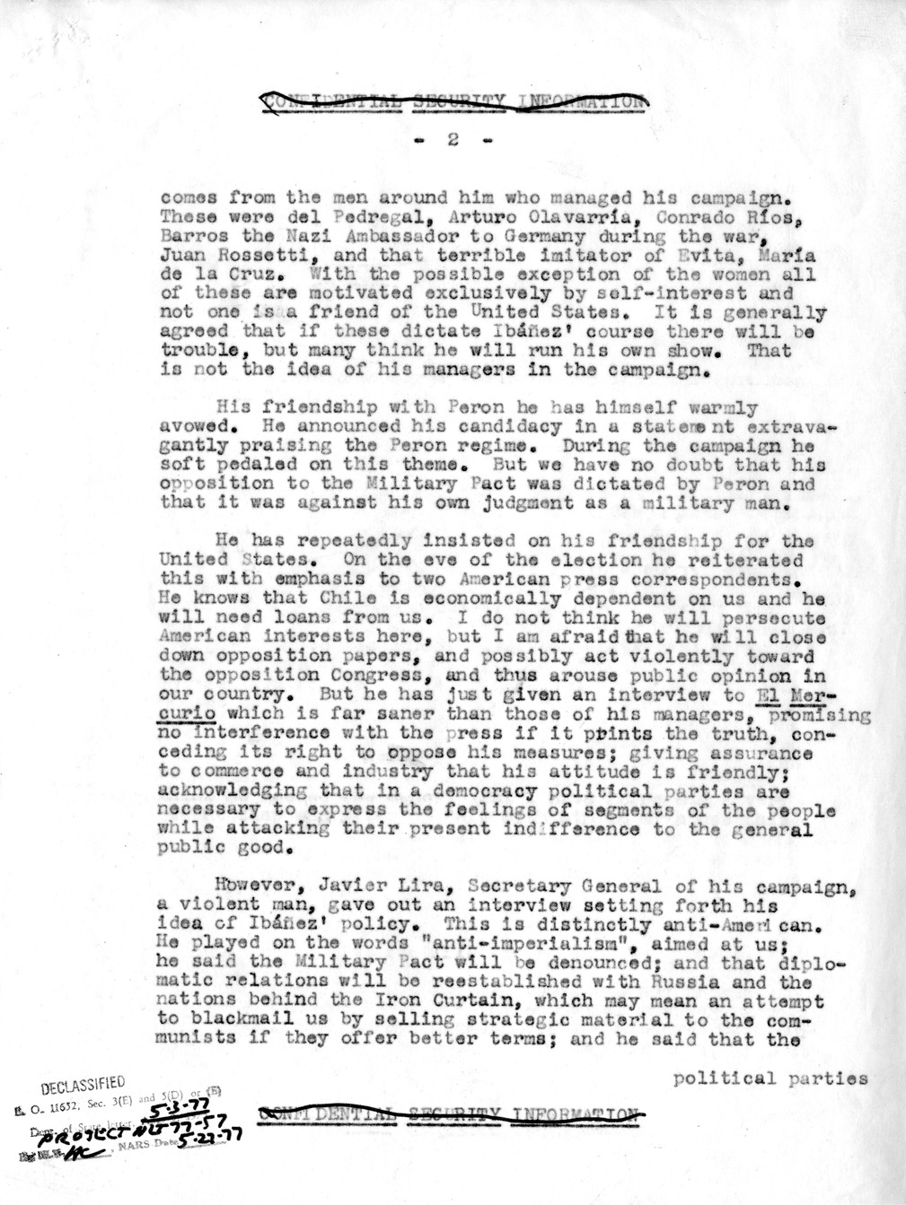 Correspondence Between Ambassador Claude Bowers and President Harry S. Truman, with Attachment