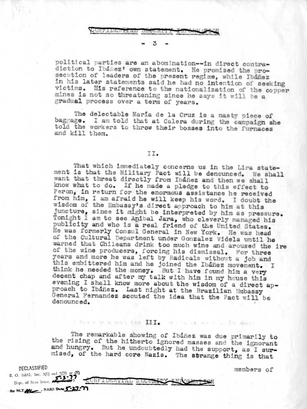 Correspondence Between Ambassador Claude Bowers and President Harry S. Truman, with Attachment