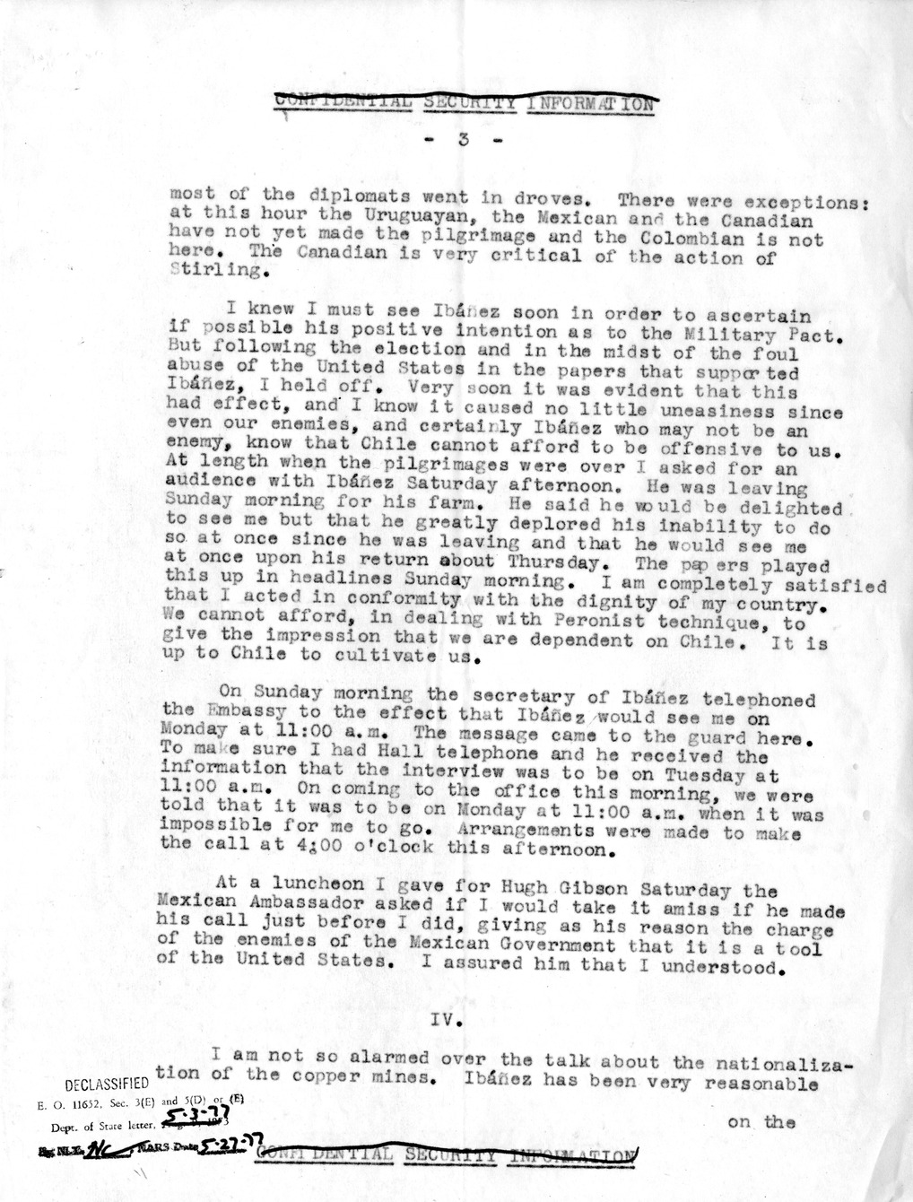 Correspondence Between Ambassador Claude Bowers and President Harry S. Truman