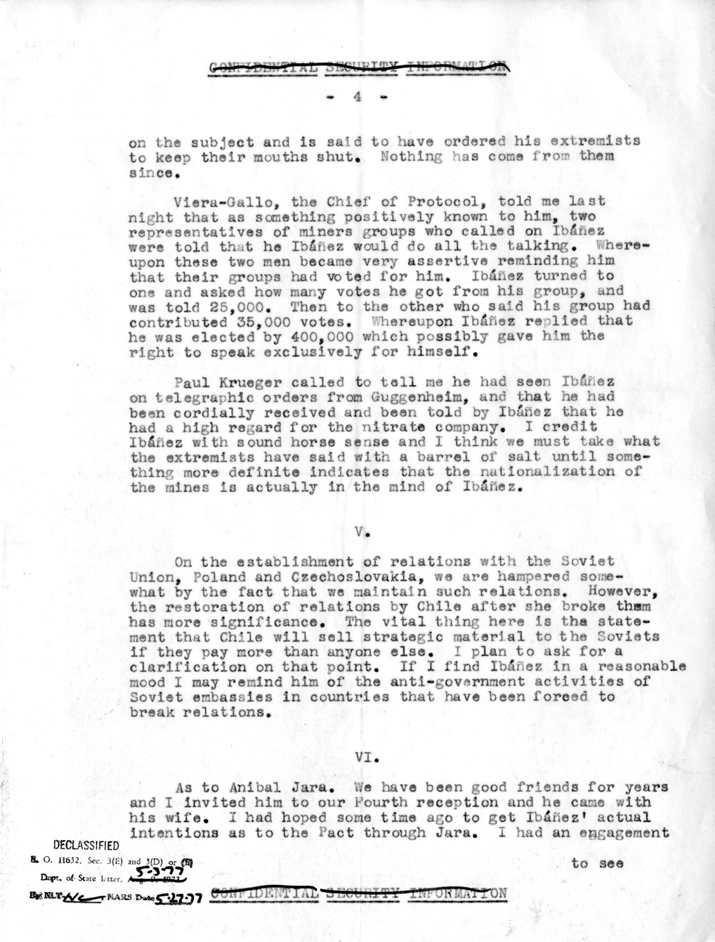 Correspondence Between Ambassador Claude Bowers and President Harry S. Truman