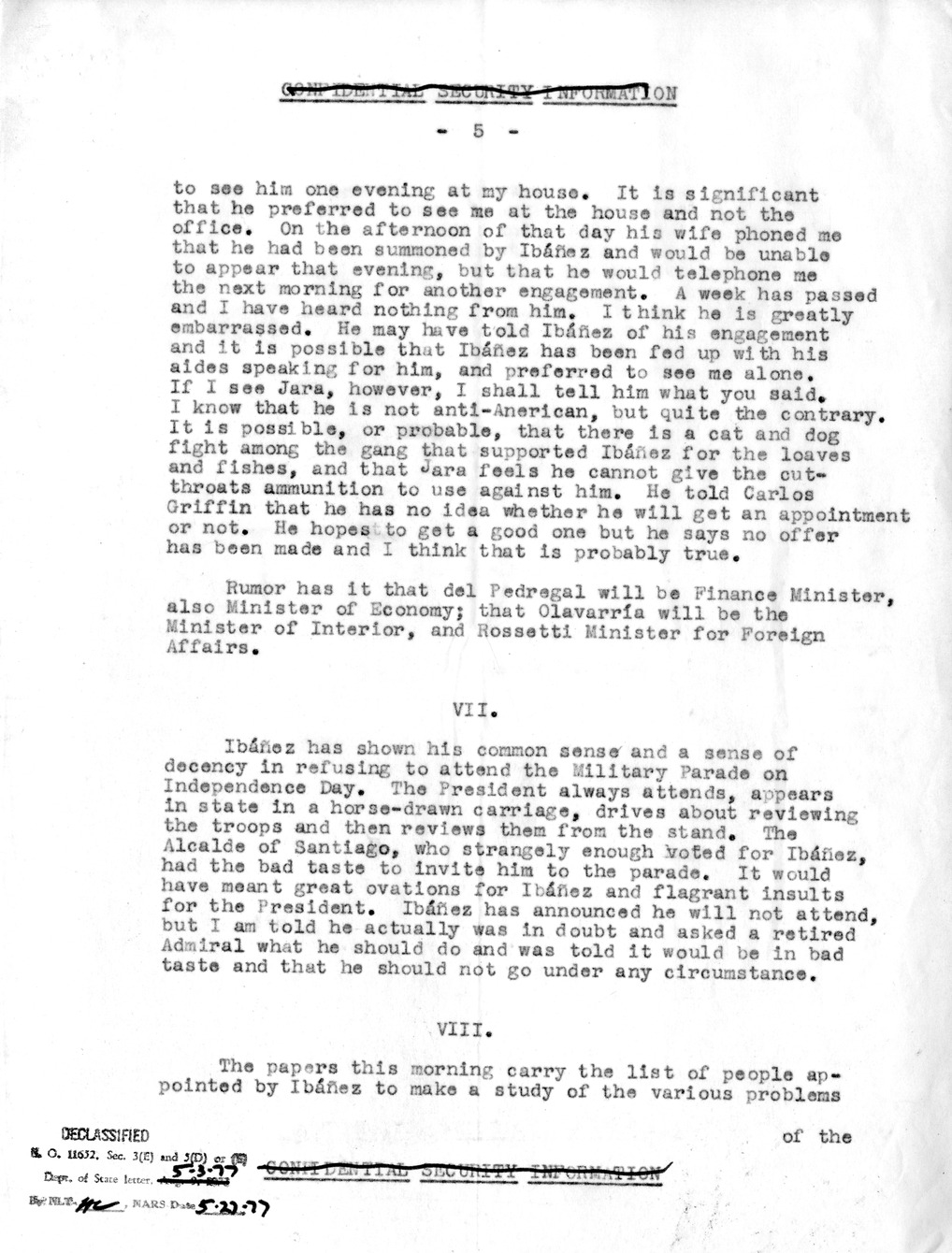 Correspondence Between Ambassador Claude Bowers and President Harry S. Truman