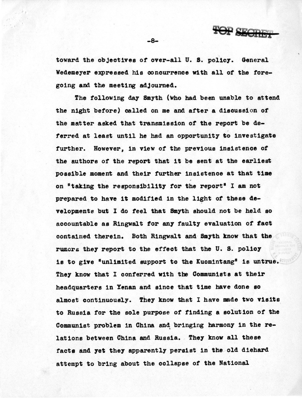 Memorandum from Joseph Grew to President Harry S. Truman, with Attachments